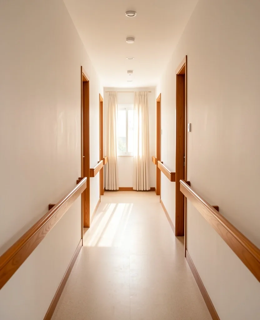 Pasillo de centro residencial con luz natural